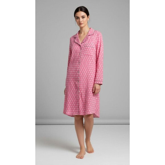 New Directions Intimates Pink & White Polka Dot Long Sleeve Button-Up Pajama Sle - Picture 2 of 13